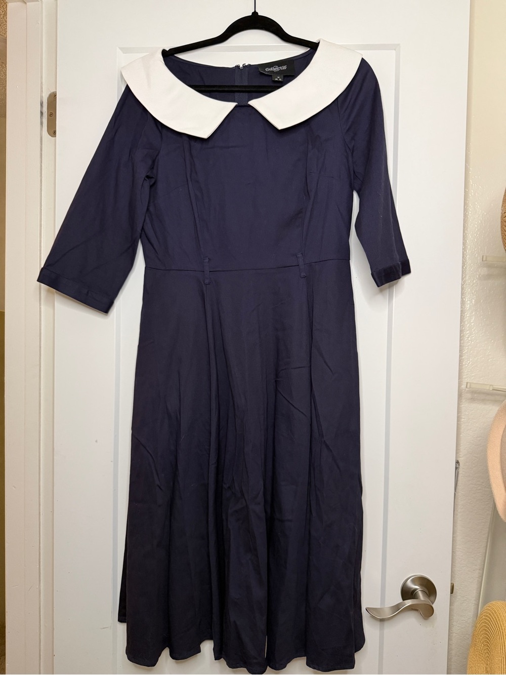 Unique Vintage - Collectif Navy & White Elle Swing Dress
